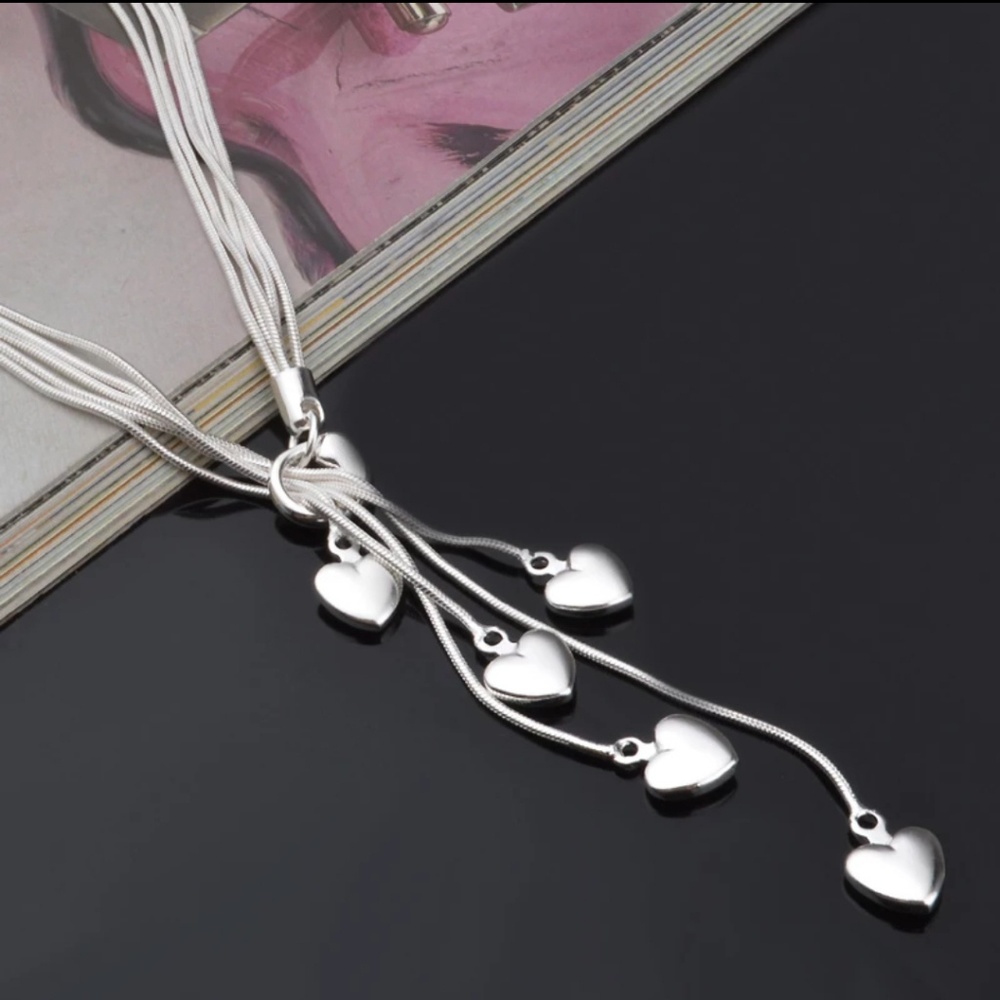 Sterling silver plated heart necklace, 925 jewelry